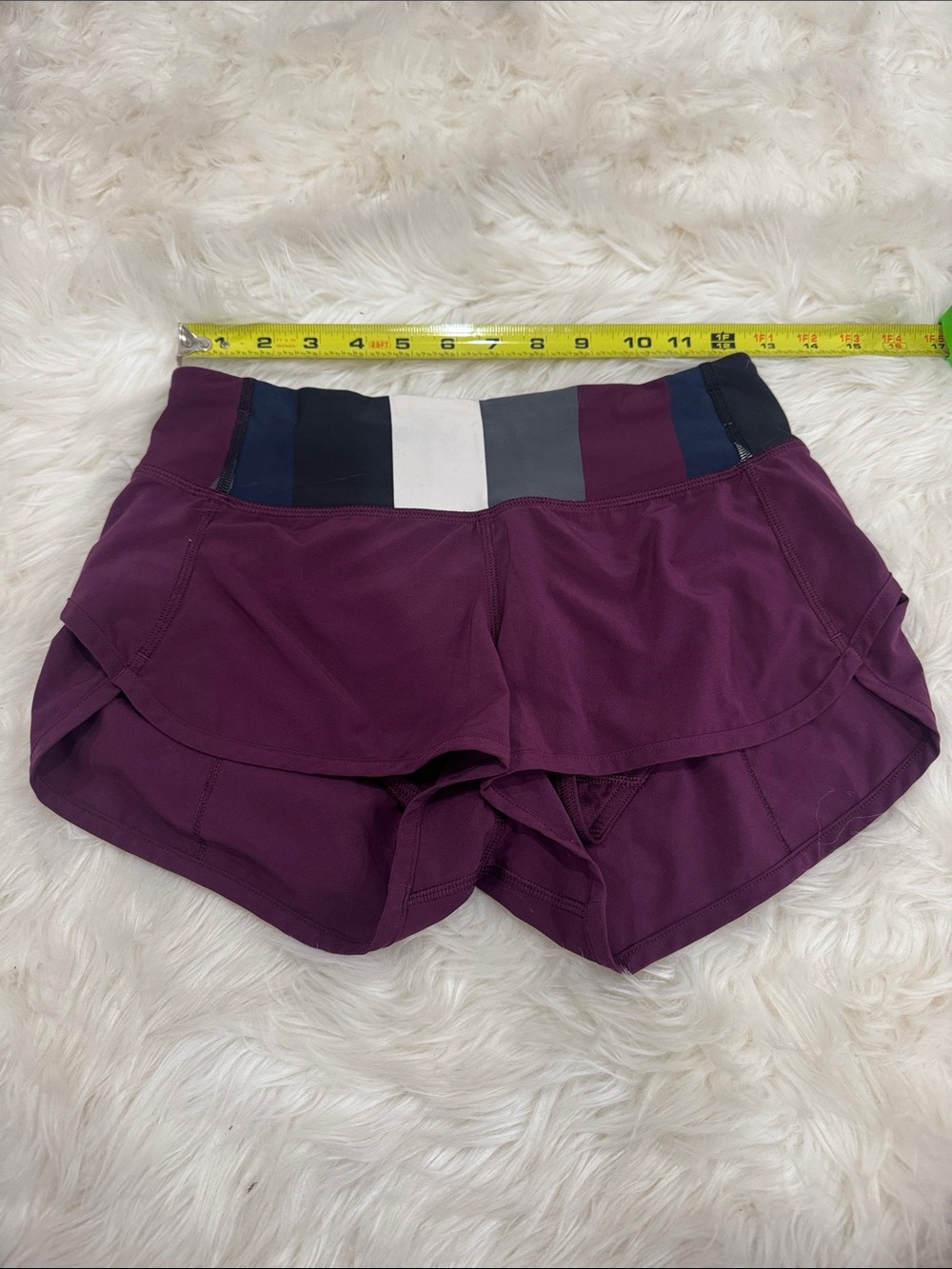 LuLuLemon Purple Athletic Shorts with Striped Waistband Size 2
